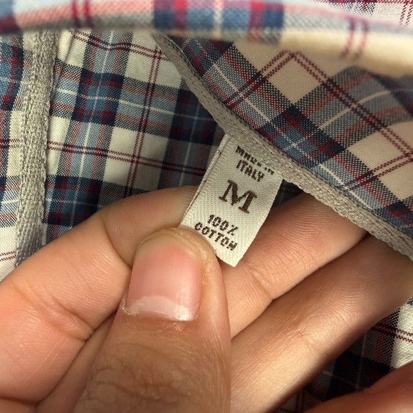 Brunello Cucinelli Slim Fit Button Shirt Mens M Red Blue Plaid Italy Dress - Picture 4 of 13